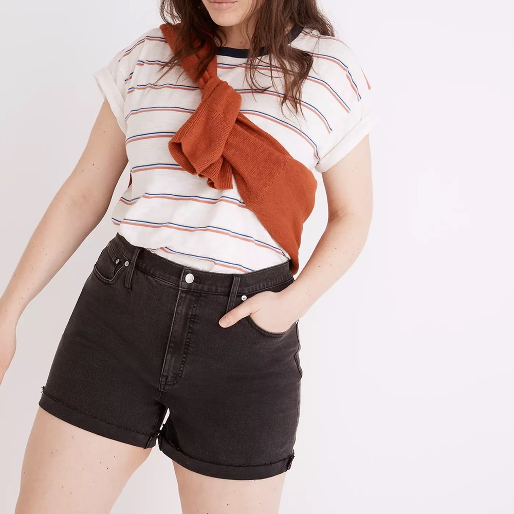MADEWELL High Rise Black (Faded Wash) Denim Shorts Size 29